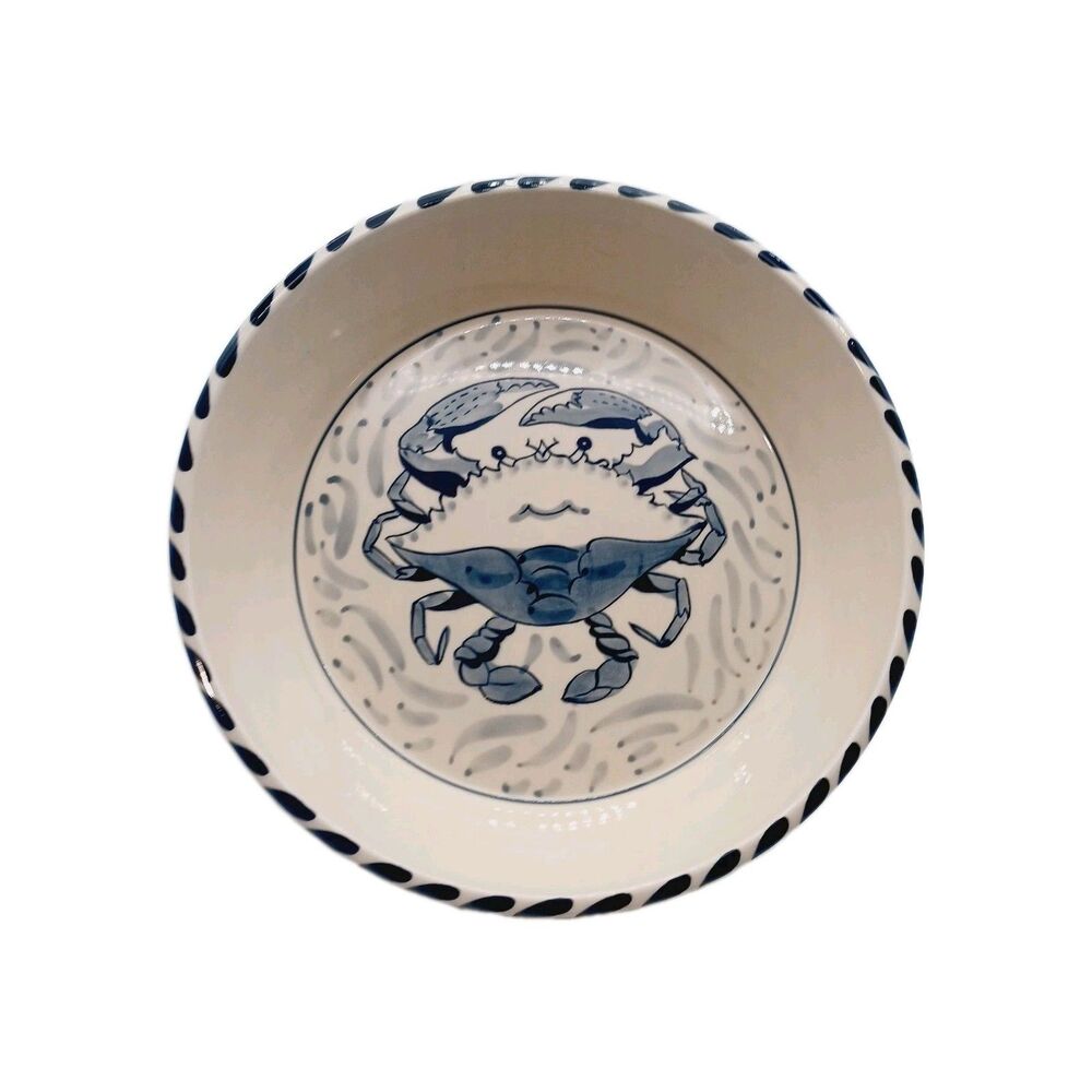 Blue Crab Bay Co Stoneware plate 9in Pie Pasta Dish Artist Jose Dovis